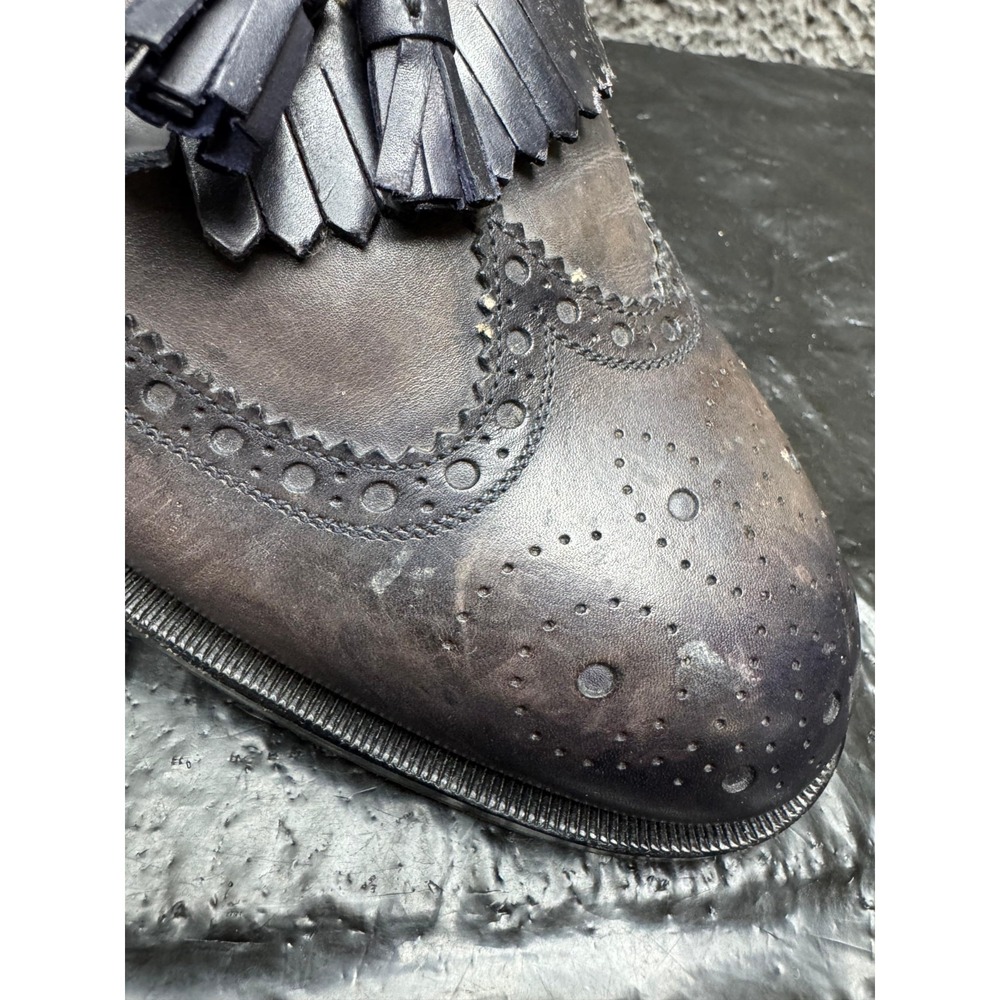 Vintage 80s Gucci Leather Wingtip Kiltie Slip On Loafers Brown Mens Size 8.5 US - Picture 11 of 13